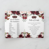 Burgundy Blush Bloral Gold Quinceañera Masquerade Programm (Innenseite)