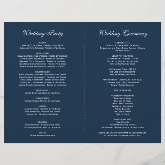 Burgundy Blush Bloral Navy Blue Wedding Program Flyer (Hinten)