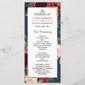 Burgundy Blush Bloral Navy Blue Wedding Program Programm (Vorderseite)
