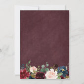 Burgundy Blush Bloral Schöne weiße Spitzen Hochzei Save The Date (Rückseite)