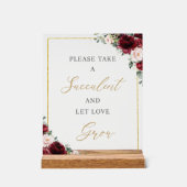 Burgundy Blush Bloral Sukkulent Gunst Liebe wachse Acrylschild (Vorderseite)