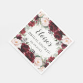 Burgundy Blush Bloral Wedding Bridal Babydusche Serviette (Ecke)