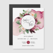 Burgundy Blush Bloral Wedding Save the Date Magnet (Vorne/Hinten)