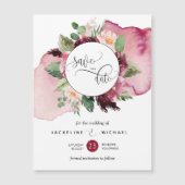 Burgundy Blush Bloral Wedding Save the Date Magnet (Vorderseite)