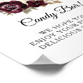 Burgundy Blush Bloral White Pumpkin Candy Bar Sign Poster (Ecke)
