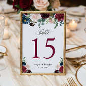 Burgundy Blush Blue Floral Wedding Tischnummern