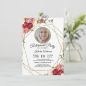 Burgundy Blush Blume Foto Rente Party Einladung (Stehend Vorderseite)