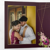 Burgundy & Blush Blume Geometrische Hochzeit Dreifach Gefaltete Einladung (Innen Erste Seite)