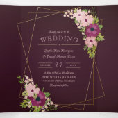 Burgundy & Blush Blume Geometrische Hochzeit Dreifach Gefaltete Einladung (Innenseite Mitte)