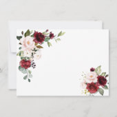 Burgundy Blush Blume Gold Frame Wedding Save The Date (Rückseite)