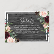 Burgundy & Blush Blume Holzkohle Hochzeit