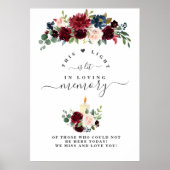 Burgundy-Blush-Blume im Liebesgedächtnis Poster (Vorne)