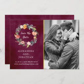 Burgundy Blush | Blütengold mit Foto Save The Date (Vorne/Hinten)