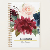 Burgundy Blush Boho Bouquet Monatlich Planer (Vorderseite)