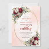 Burgundy Blush Boho Garden Wedding Invitation Einladung (Vorderseite)