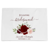 Burgundy Blush Boho Roses Wedding Bridesmaid Große Geschenktüte (Vorderseite)