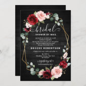 Burgundy Blush Brautparty Einladung (Vorne/Hinten)