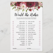 Burgundy Blush Brautparty Game (Vorderseite)