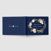 Burgundy Blush Dark Blue Wreath Wedding Gästebuch (Voll)