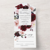 Burgundy Blush Dusty Rose Red Wedding Details UAWG All In One Einladung (Innen Boden)