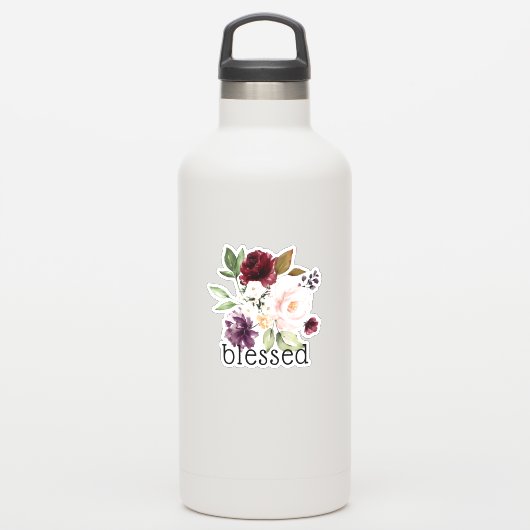 Burgundy Blush Eggplant Bloral gesegnet Aufkleber (Wassserflasche)