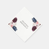 Burgundy Blush Elegante Blumenhochzeit Serviette (Ecke)