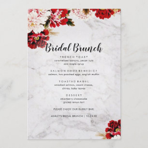 Burgundy Blush Elegantes Bridal Brunch Menü Menükarte