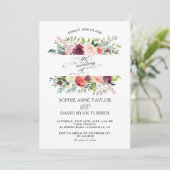 Burgundy Blush Elfenbein-Blume Einladung (Stehend Vorderseite)