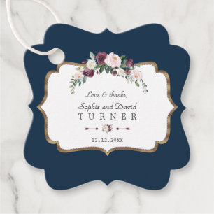 Burgundy Blush Elfenbeinblume Gold Navy Blue Weddi Geschenkanhänger