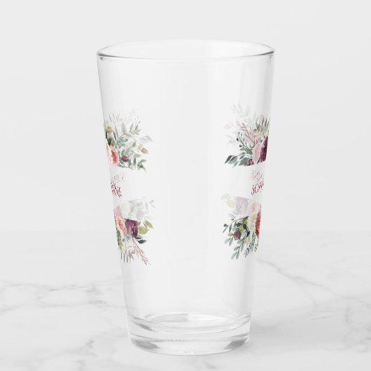 Burgundy Blush Elfenbeinfarben Blume Rahmen Monogr Glas (Rechts)
