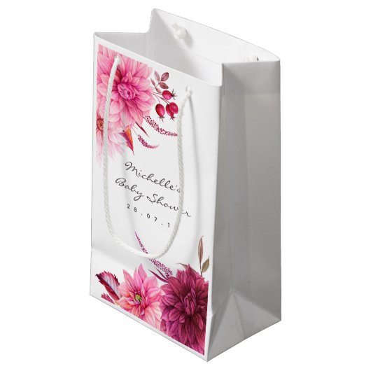 Burgundy & Blush Fall Babydusche Vielen Dank Kleine Geschenktüte (Vorderseite Schrägansicht)