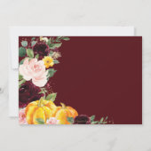 Burgundy Blush Fall Floral Pumpkins Baby Dusche    Einladung (Rückseite)