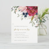 Burgundy Blush Flora Godmatelier Vorschlag einlade Dankeskarte (Stehend Vorderseite)