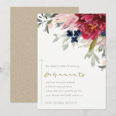 Burgundy Blush Flora Godmatelier Vorschlag einlade Dankeskarte (Vorne/Hinten)