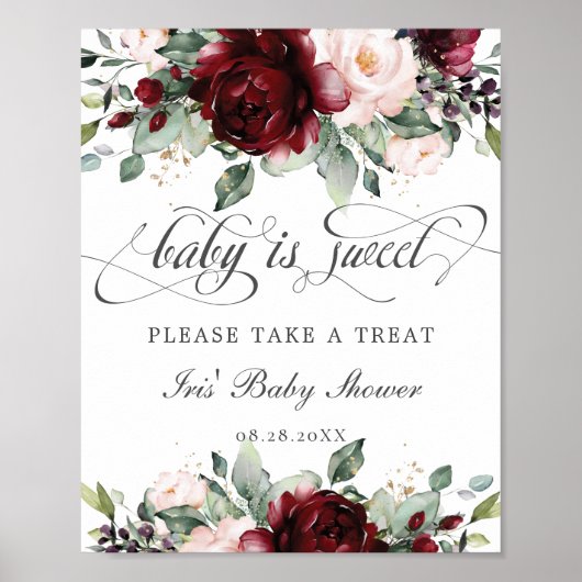 Burgundy Blush Floral Baby ist süß Nehmen Sie eine Poster (Vorne)