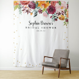 Burgundy Blush Floral Brautparty Foto Stand Wandteppich
