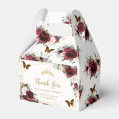 Burgundy Blush Floral Butterfells Gold Tiara Geschenkschachtel (Rückseite)