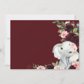 Burgundy Blush Floral Elephant Baby Dusche Einladung (Rückseite)