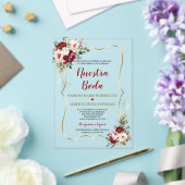 Burgundy Blush Floral Fall Spanish Nuestra Boda Acryleinladungen (In Situ (Hochzeit))