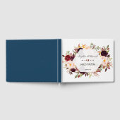 Burgundy Blush Floral Geometric Navy Gast Book Gästebuch (Voll)