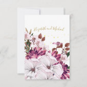 Burgundy Blush Floral Gold Eleganter Chic RSVP Karte (Rückseite)