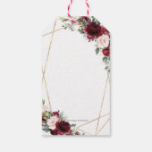 Burgundy Blush Floral Gold Gefallen Vielen Dank Geschenkanhänger (Rückseite)