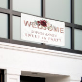 Burgundy Blush Floral Gold Sweet !6 Begrüßungsunte Banner (Äußeres Gebäude)