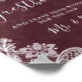 Burgundy Blush Floral Lace Wedding Gästebuchunters Poster (Ecke)