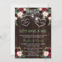 Burgundy Blush Floral Lights Wood I DO GRILLEN Einladung