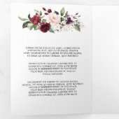 Burgundy Blush Floral Modern Geometric Wedding Tri Dreifach-gefaltete Programmkarte (Innen Erste Seite)