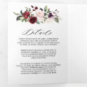 Burgundy Blush Floral Modern Geometric Wedding Tri Dreifach-gefaltete Programmkarte (Innen Erste Seite)