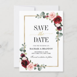 Burgundy Blush Floral Moderne geometrische Hochzei