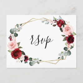 Burgundy Blush Floral Moderne geometrische UAWG Postkarte