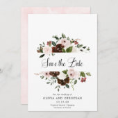 Burgundy Blush Floral Moderne Kalligrafie Save The Date (Vorne/Hinten)